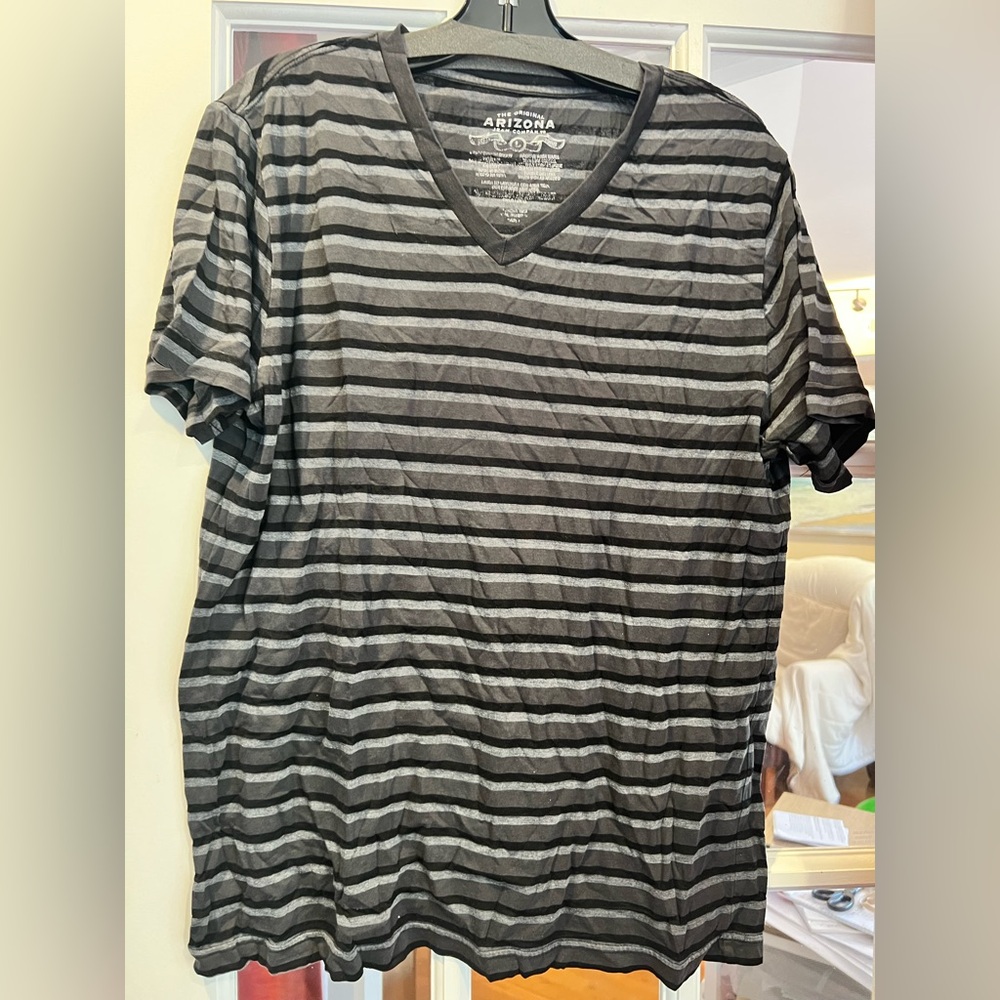 Arizona Jean Company Charcoal and Light Gray Striped Tee